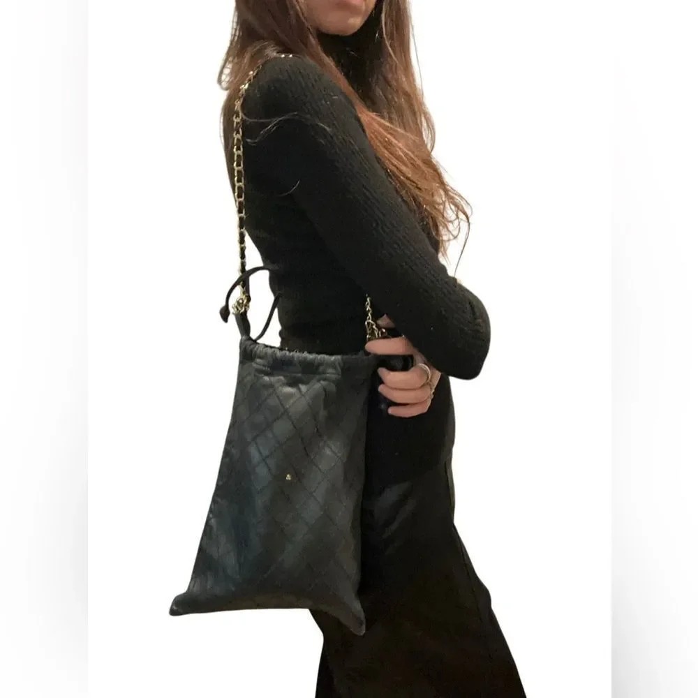CHANEL Black Drawstring Bag